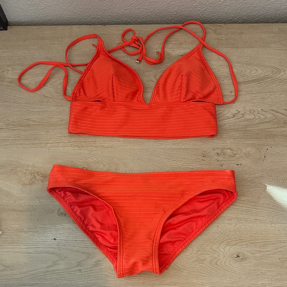 Michael Kors Vibrant Orange/Coral Two Piece Bathing Suit/Bikini Women’s Size XS